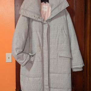 Avec Les Filles Light Gray Plaid Puffer Jacket